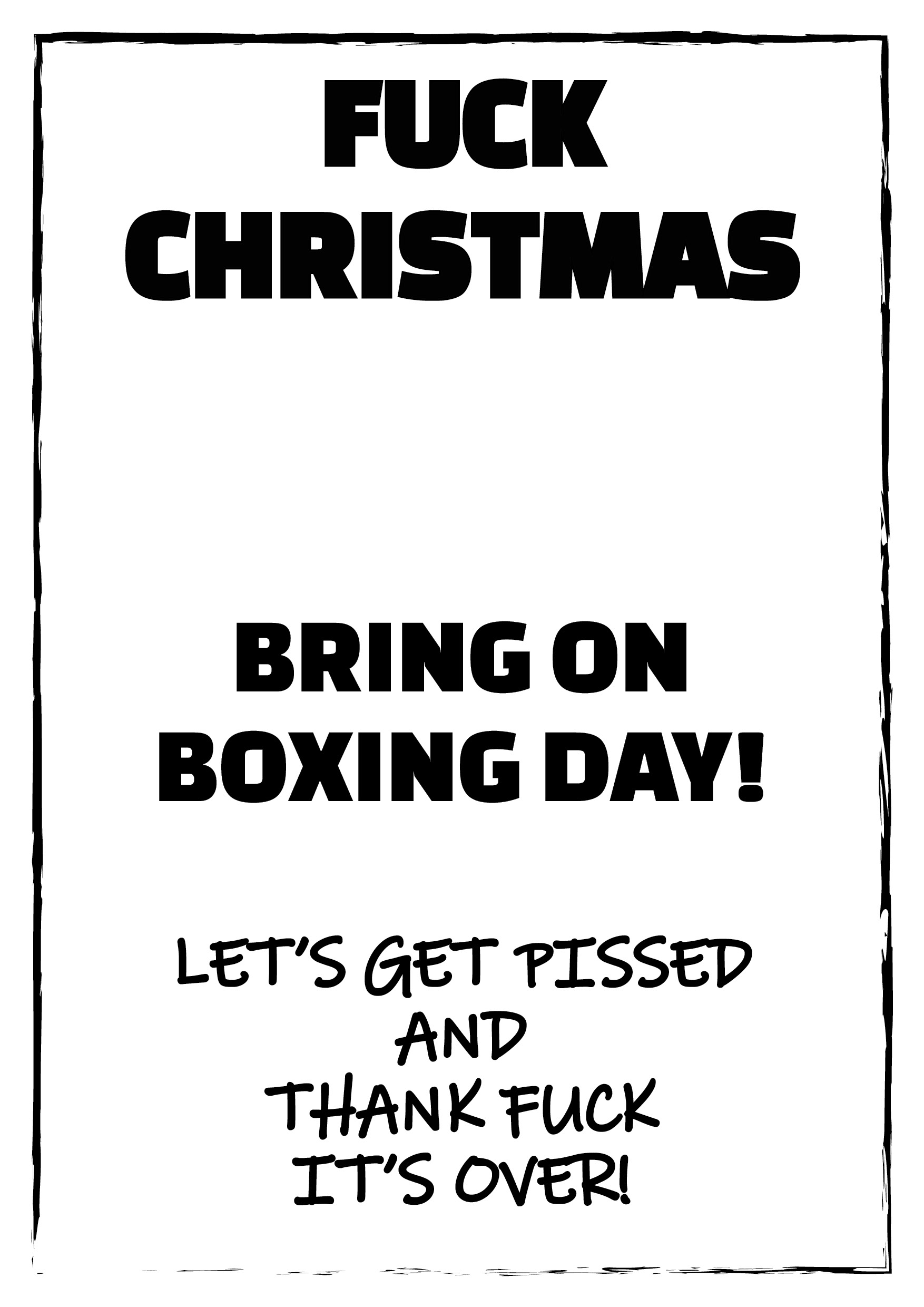 Fuck Christmas Bring On Boxing Day Personalised Christmas Card