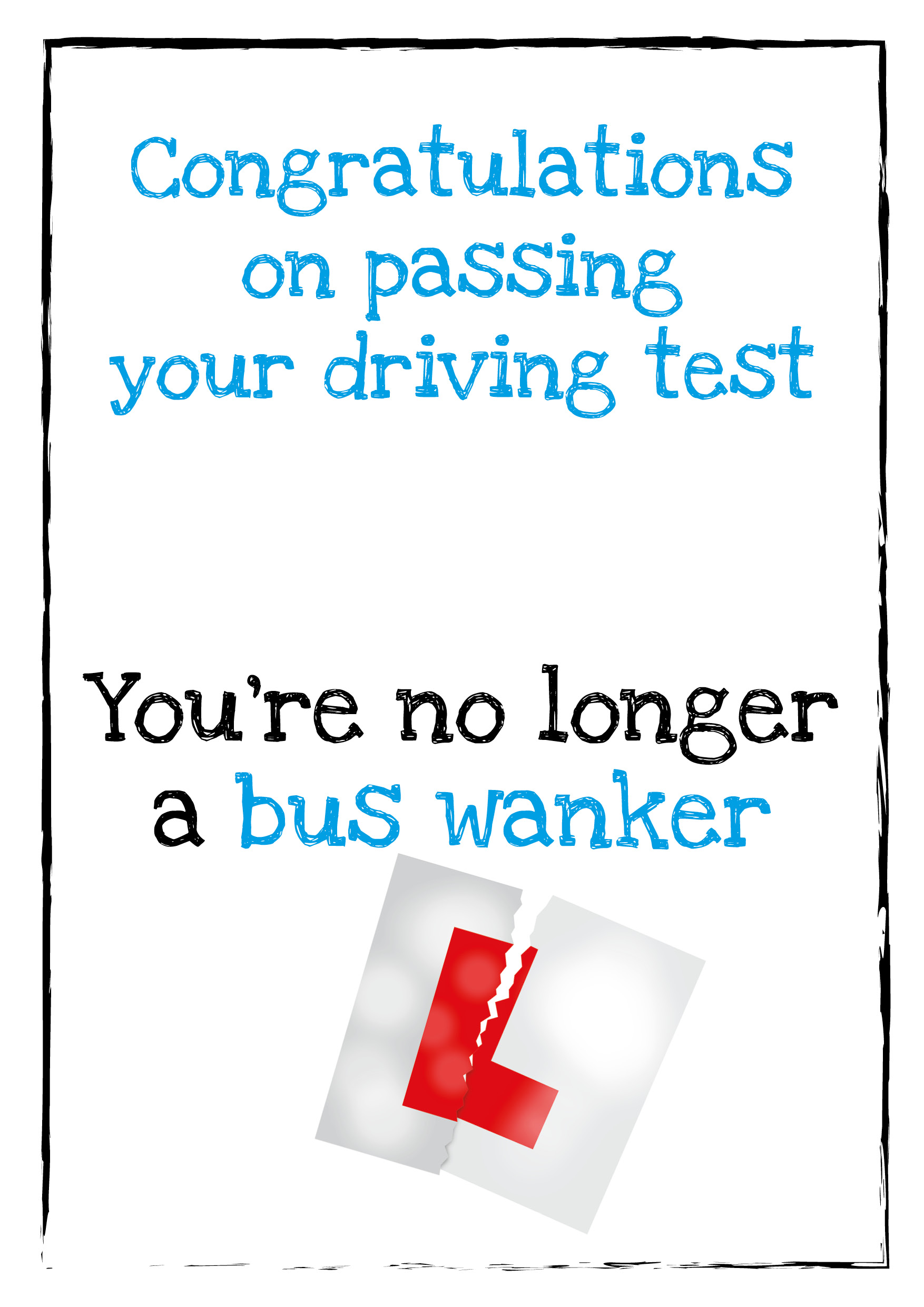 Bus Wanker Personalised Driving Test Card - Blue