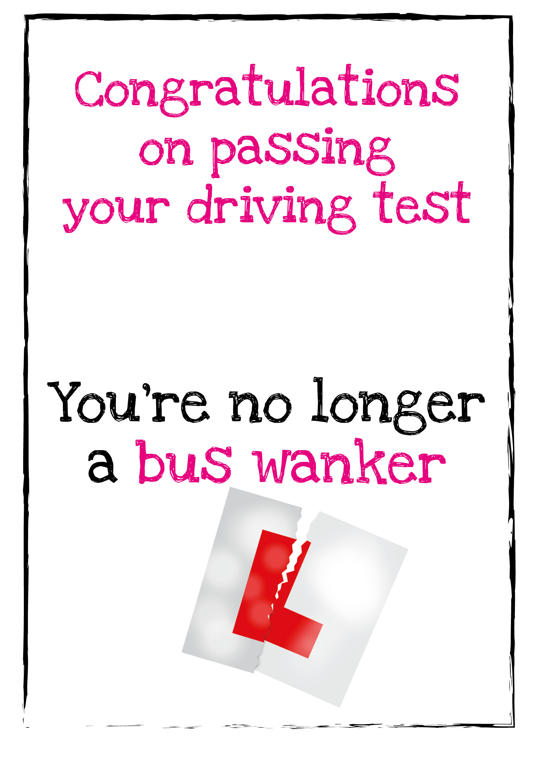 Bus Wanker Personalised Driving Test Card - Pink