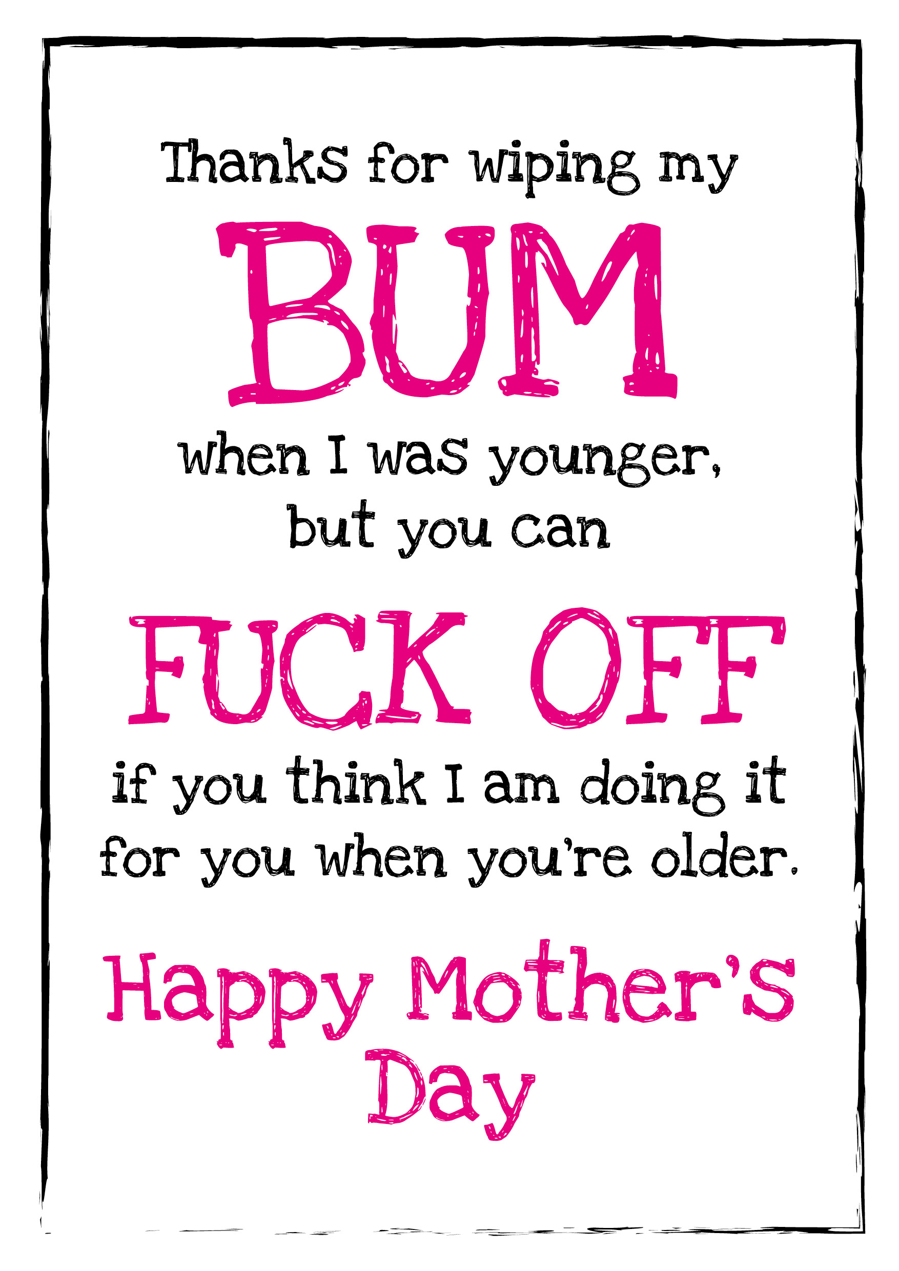 Mother's Day Wipe Bum Card