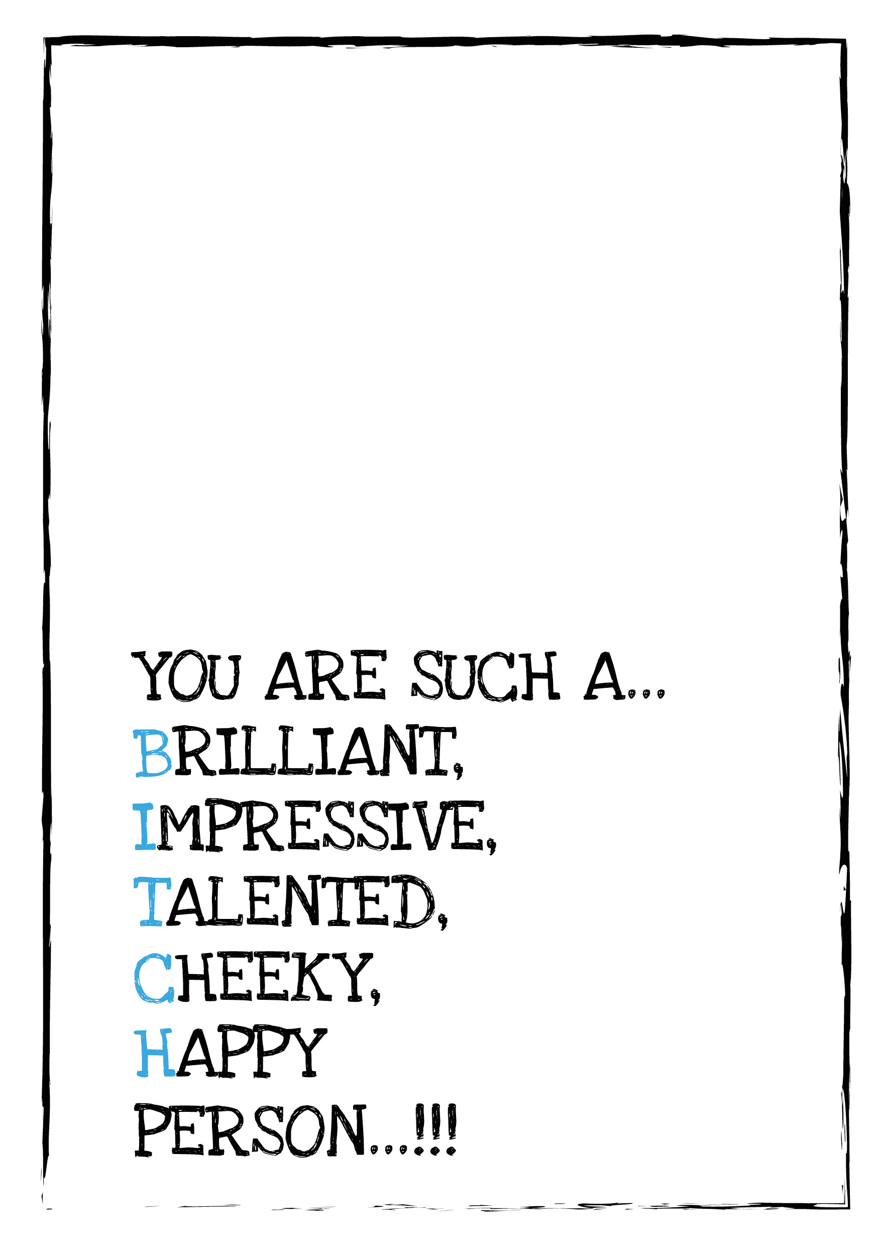 Describe You BITCH Personalised Birthday Card - Blue