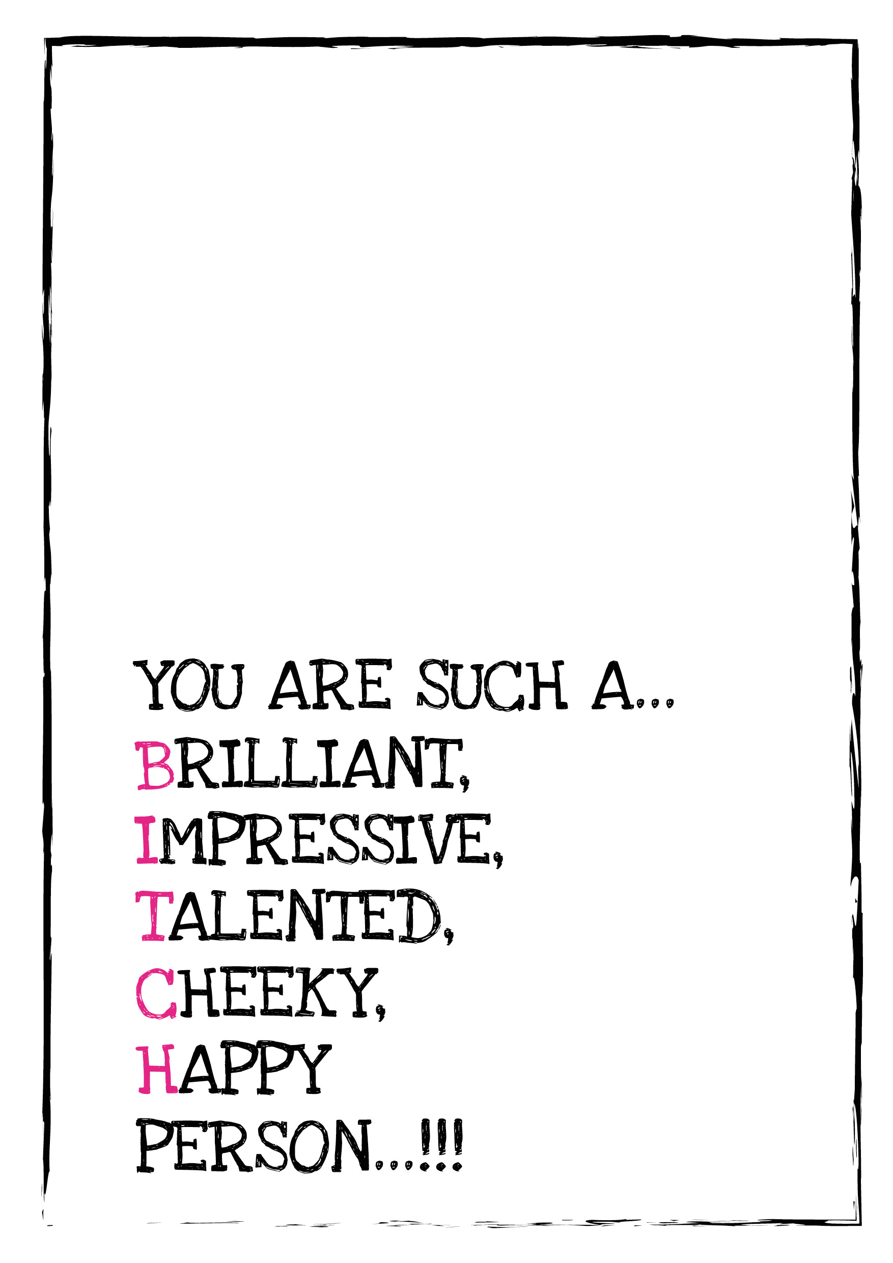 Describe You BITCH Personalised Birthday Card - Pink