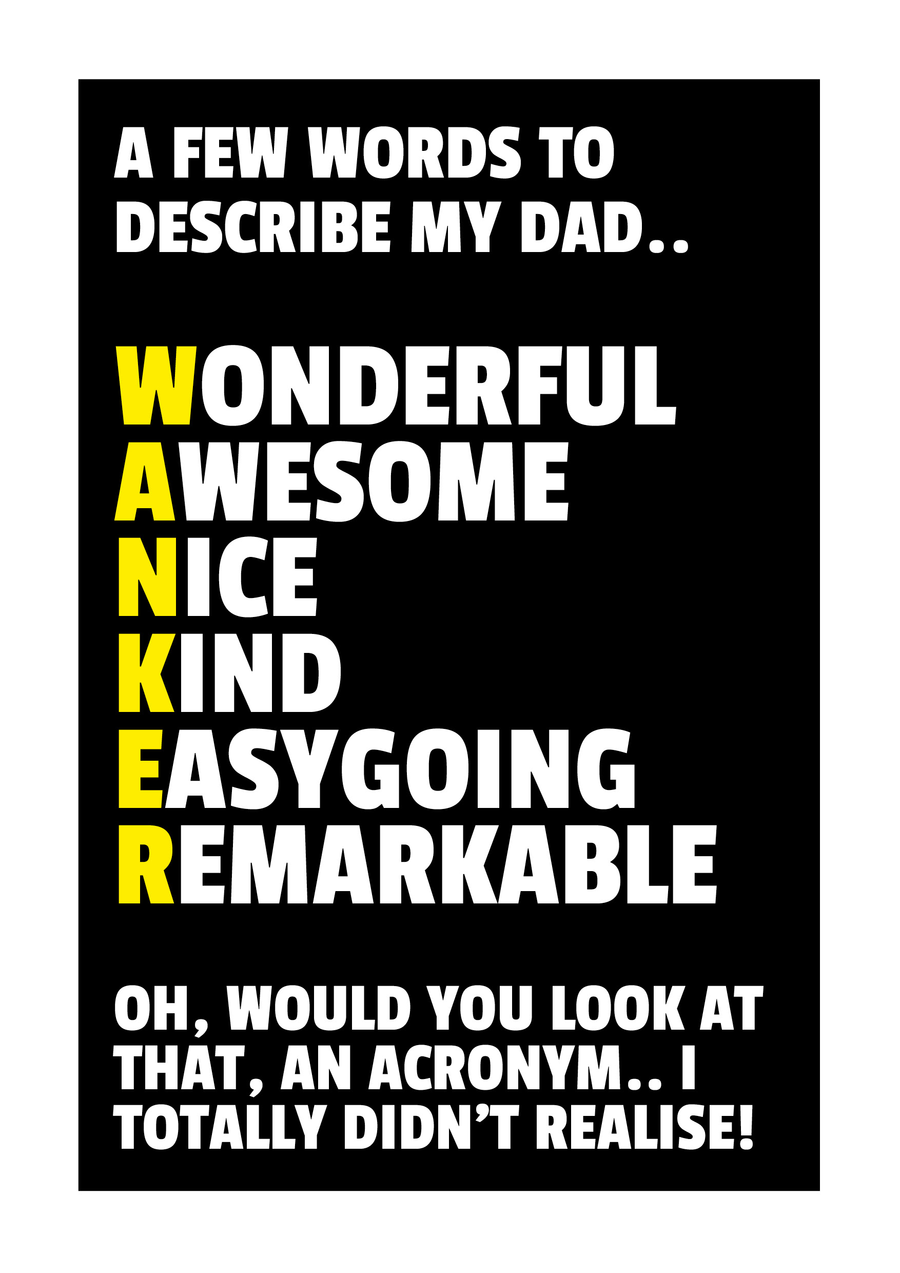 Father's Day Acronym Wanker Card