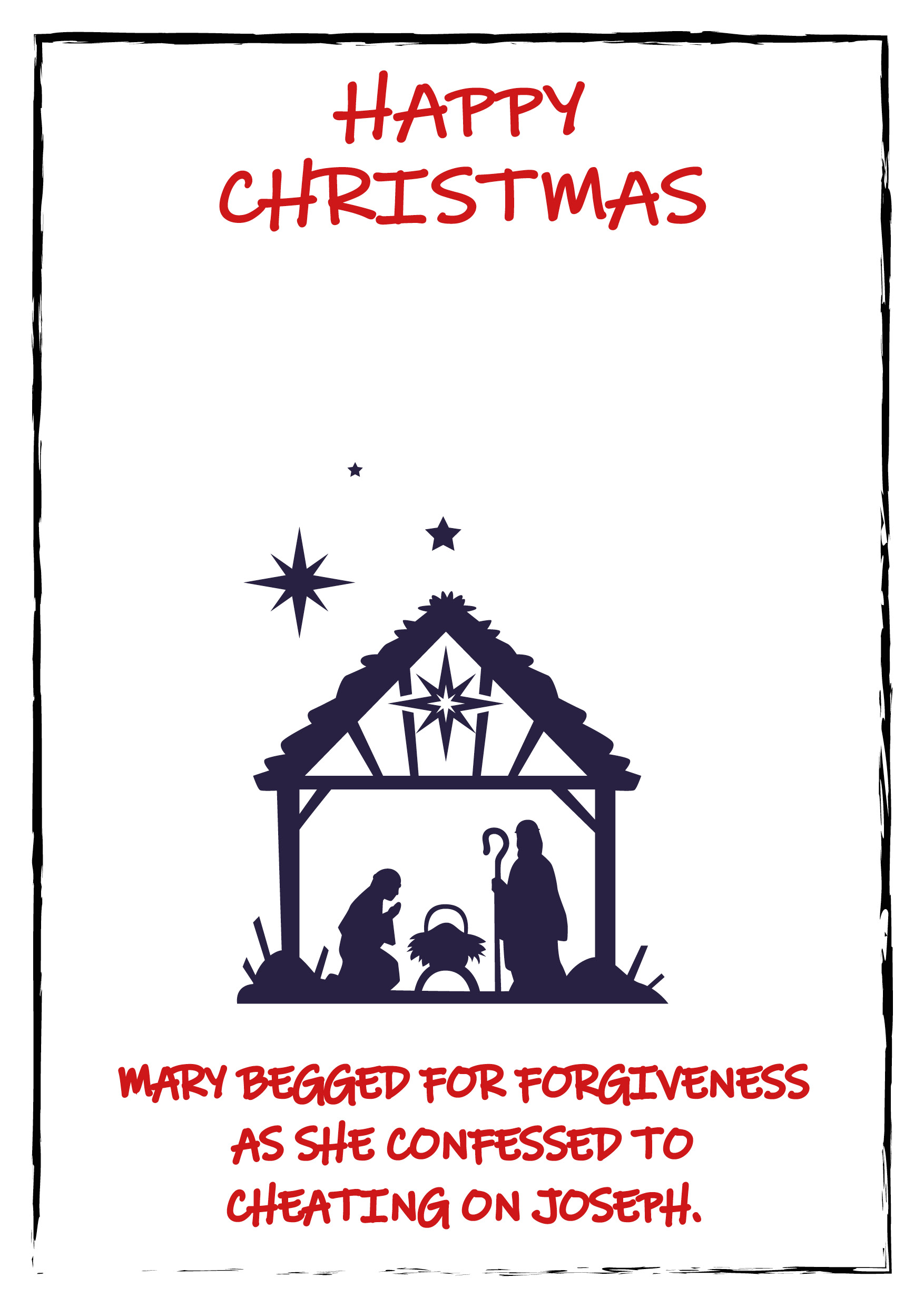 Mary Confessed To Cheating Personalised Christmas Card