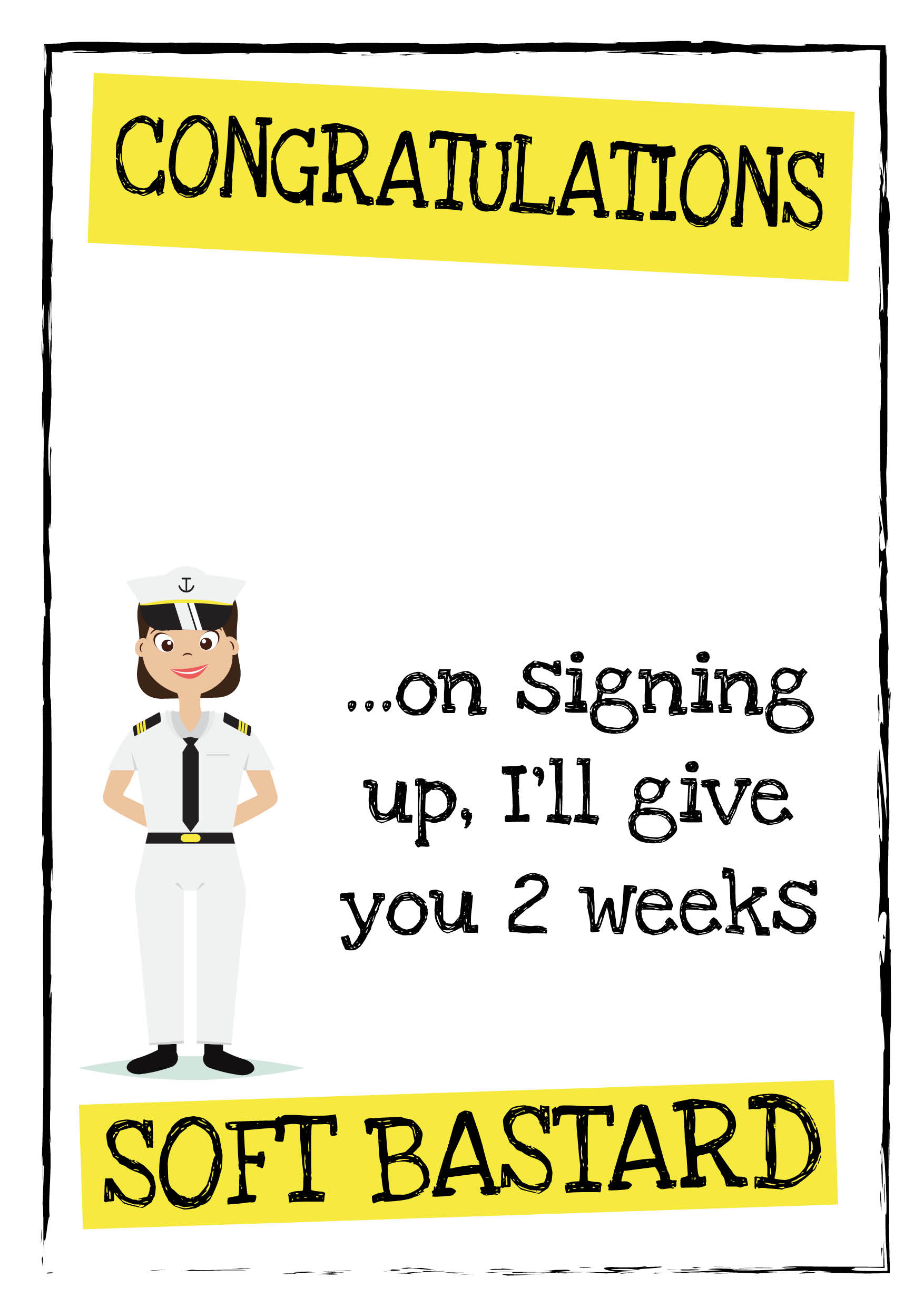 Soft Bastard Signing Up Navy Personalised Card (Woman)