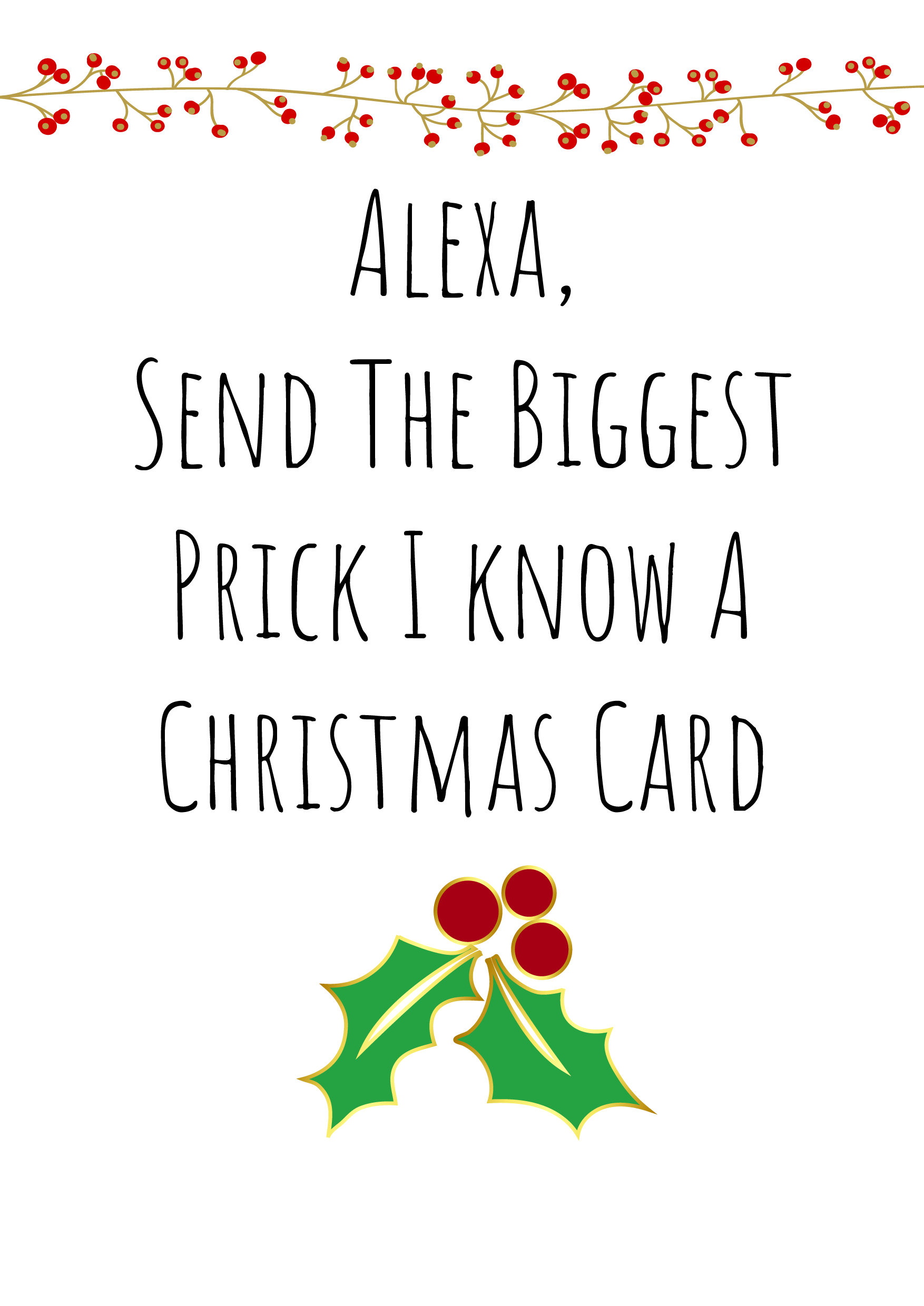 Alexa Send To Prick Personalised Christmas Card